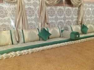 Salon Marocain Vert Émeraude et Beige